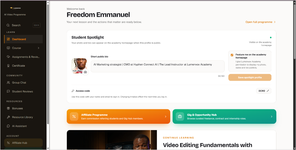 Lumenvox LMS & Student Learning Portal